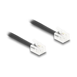 DeLOCK Cable telefónico espiral RJ11 a RJ11, 3 m, Negro