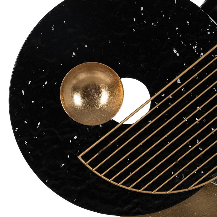 Mural Pared Espejo Negro-Oro Metal 83,20 X 5,10 X 54 cm