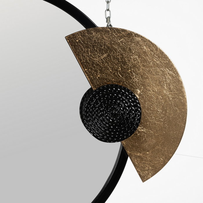 Mural Pared Espejo Negro-Oro Metal 83,20 X 5,10 X 54 cm