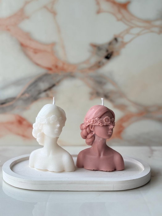 Aberto Design Glamour Candle 44ST Juego de Velas de Soja, Color Rosa y Blanco