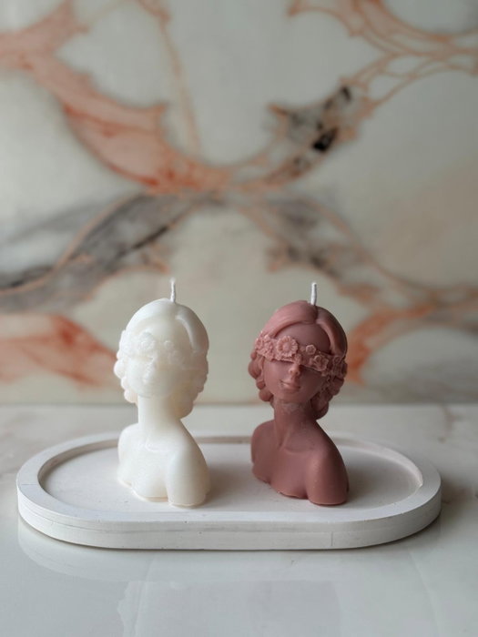 Aberto Design Glamour Candle 44ST Juego de Velas de Soja, Color Rosa y Blanco