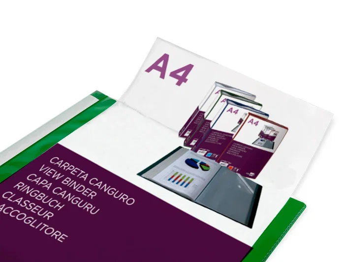 Liderpapel Carpeta de 60 fundas canguro verde translúcido DIN A4