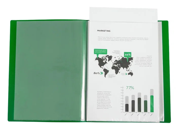Liderpapel Carpeta de 60 fundas canguro verde translúcido DIN A4