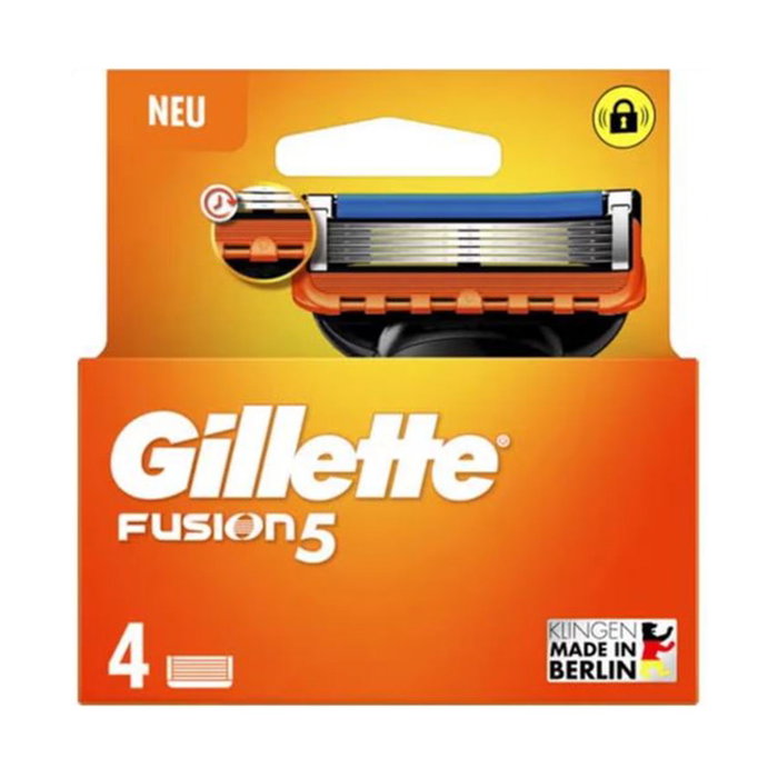 Gillette Fusion 5 Recambios de Cuchillas de 5 Hojas, Pack de 4 Unidades