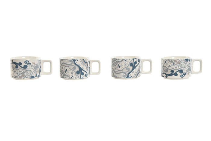 DKD Home Decor Delhi 2023 Collection Tazas de Café Indias Beige Gris 11 x 27 x 11 cm Set de 4