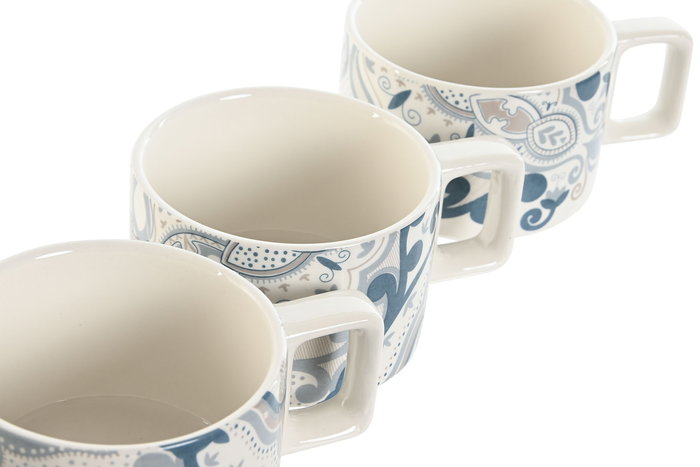 DKD Home Decor Delhi 2023 Collection Tazas de Café Indias Beige Gris 11 x 27 x 11 cm Set de 4