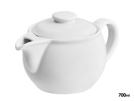 Vessia Tetera de Porcelana 700 ml, Color Blanco, Dimensiones 18.5x11x11 cm (Set de 16)