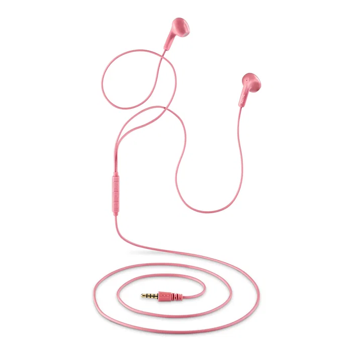 NGS CROSS FLIP Auriculares Alámbricos Intraurales con Micrófono y Botón Multifunción para Llamadas y Música, Control de Volumen, Cable 1.2m, Color Rosa, Conector Jack 3.5mm