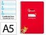 Liderpapel Cuaderno espiral Pautaguía A5, Tapa Dura, 80 Hojas, Papel 90gr, Cuadro Pautado 5mm, Rojo