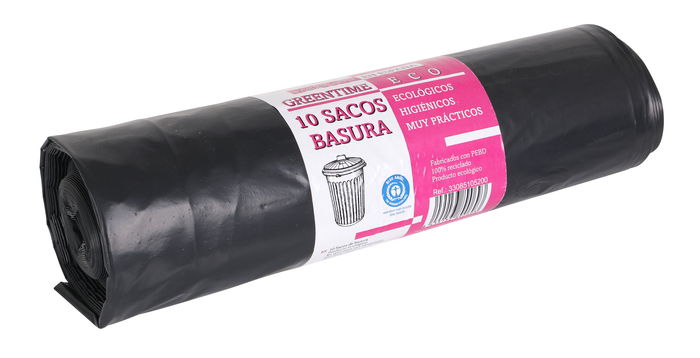 Greentime Sacos de Basura Ecológicos - 10 Unidades, 85 x 105 cm, 100 Litros, G200, Color Negro (18 Unidades)