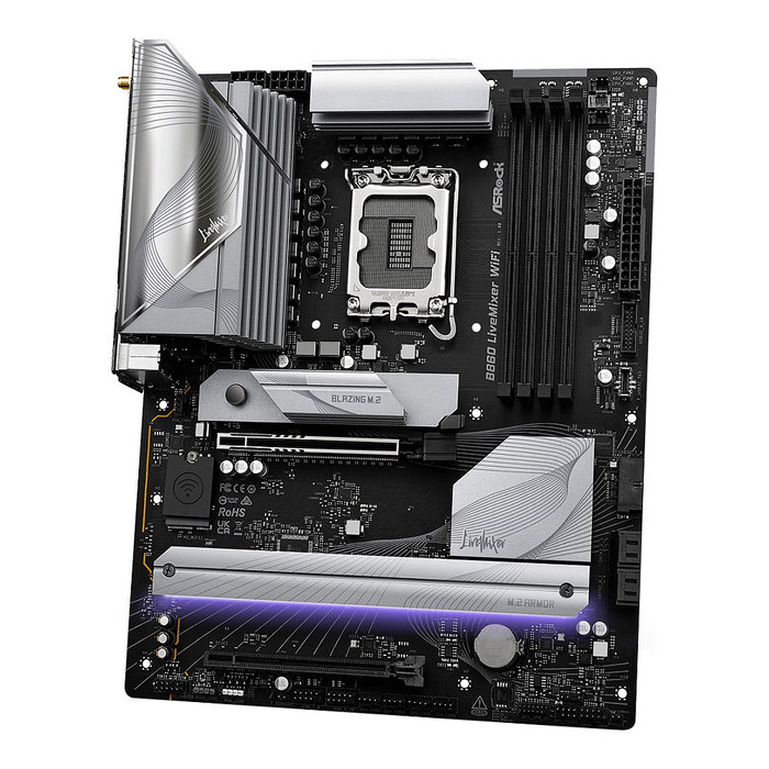 ASRock B860 LiveMixer WiFi Placa Base ATX - Intel LGA 1851, Chipset B860, Wi-Fi 6E, Bluetooth 5.3, 3 Ranuras M.2, DDR5 256 GB, Thunderbolt, 2.5 GbE, Realtek ALC1220 ASRock B860 LiveMixer WiFi Placa Base ATX - Intel LGA 1851, Chipset B860, Wi-Fi 6E, Bluetooth 5.3, 3 Ranuras M.2, DDR5 256 GB, Thunderbolt, 2.5 GbE, Realtek ALC1220