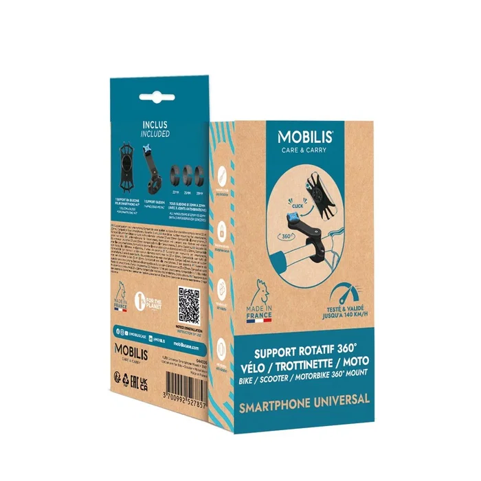 Mobilis 044026 Soporte Pasivo para Smartphone en Bicicleta, Patinete, Motocicleta o Scooter Negro