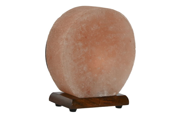 DKD Home Decor Lámpara de Sobremesa de Sal del Himalaya Estilo Árabe con Diseño Mandala, Acabado Natural en Color Marrón Rosa, 7 x 18 x 16 cm, Incluye Bombilla E14