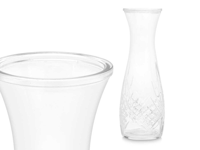 Vivalto Jarra Tallada Rombos Sin Asa Vidrio Transparente 1000ml 10x28x10cm (Set de 12)