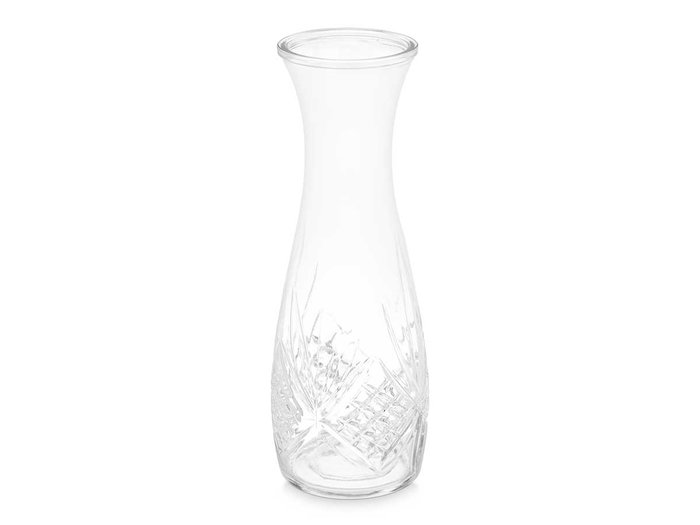 Vivalto Jarra Tallada Rombos Sin Asa Vidrio Transparente 1000ml 10x28x10cm (Set de 12)