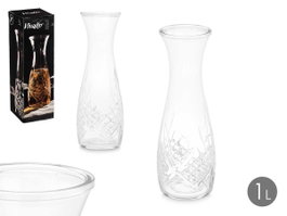 Vivalto Jarra Tallada Rombos Sin Asa Vidrio Transparente 1000ml 10x28x10cm (Set de 12)
