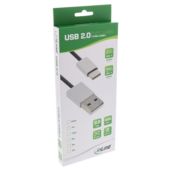 InLine Cable USB 2.0 Tipo C a Tipo A 1m Negro Aluminio
