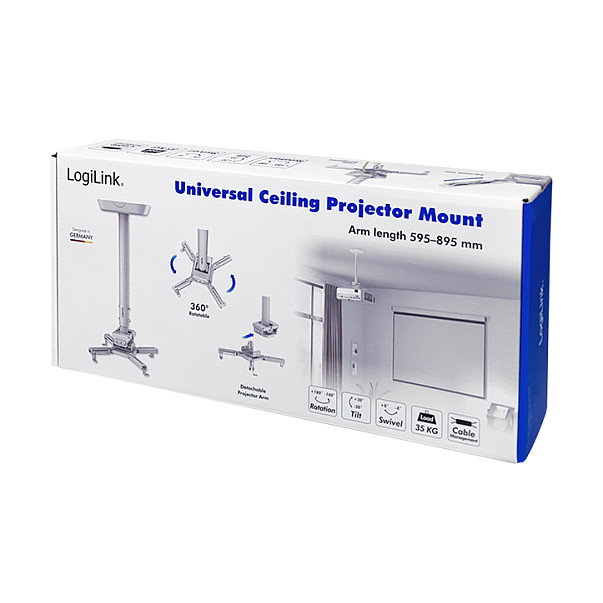LogiLink Soporte de techo para proyectores 35kg Blanco