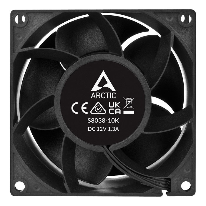ARCTIC S8038-10K Ventilador 80x80x25mm 80mm PWM Rodamiento de Bolas Doble Doble Hilera Negro
