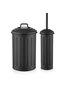 Mijölnir Set de Baño 2 Piezas MGL0059 Galvanizado Negro Cubo 16x16x30 cm y Escobillero 36x20x30 cm Lujo y Durabilidad