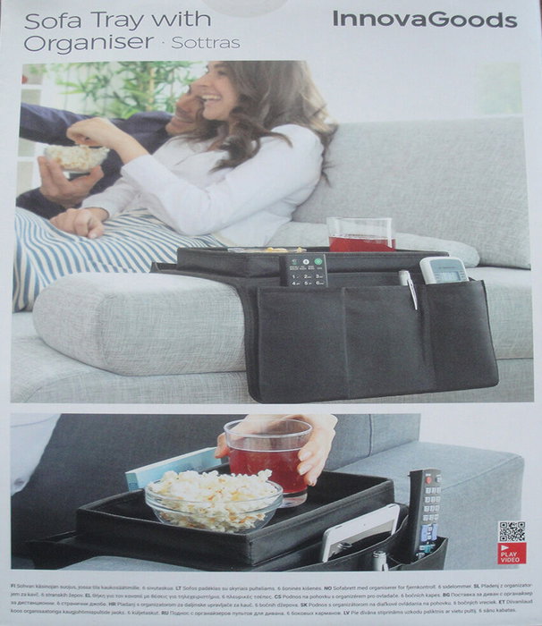 Innovagoods Bandeja para Sofá con Organizador de Mandos V0101223 Negro