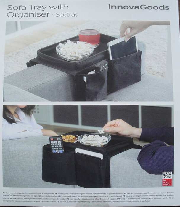 Innovagoods Bandeja para Sofá con Organizador de Mandos V0101223 Negro