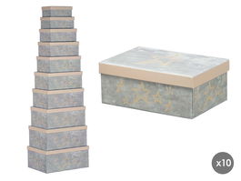 Pincello Set 10 Cajas Estrellas Crema Carton 37x29x17 cm (Set de 2)