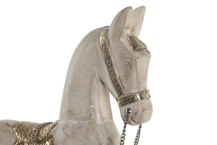 DKD Home Decor Figura de Caballo en Mango y Metal, Natural/Plateado
