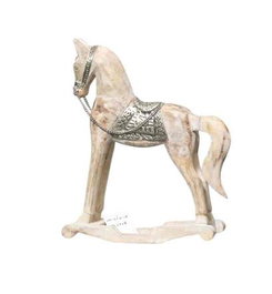 DKD Home Decor Figura de Caballo en Mango y Metal, Natural/Plateado