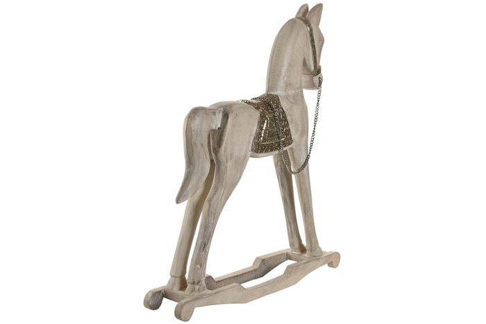 DKD Home Decor Figura de Caballo en Mango y Metal, Natural/Plateado