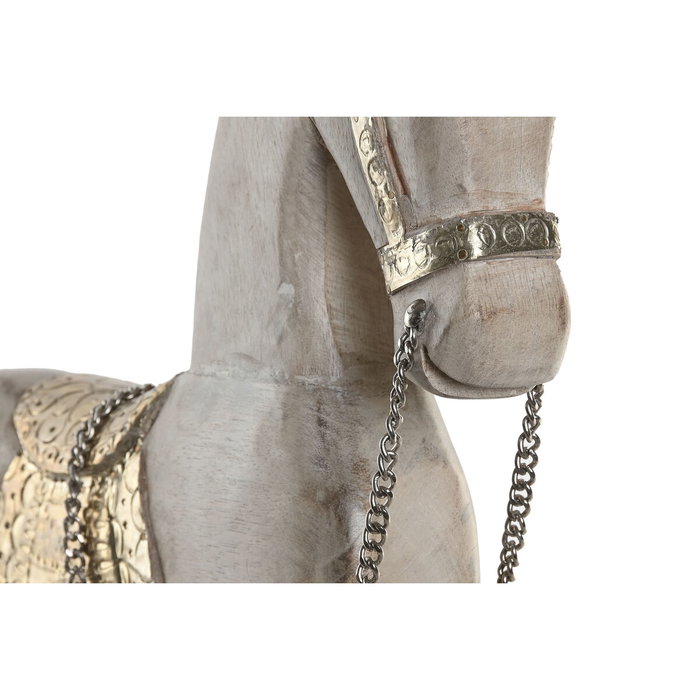 DKD Home Decor Figura de Caballo en Mango y Metal, Natural/Plateado