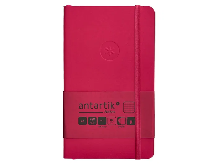 Antartik Cuaderno A6 Tapa Blanda Cuadriculado Burdeos 100 Hojas 80gr FSC