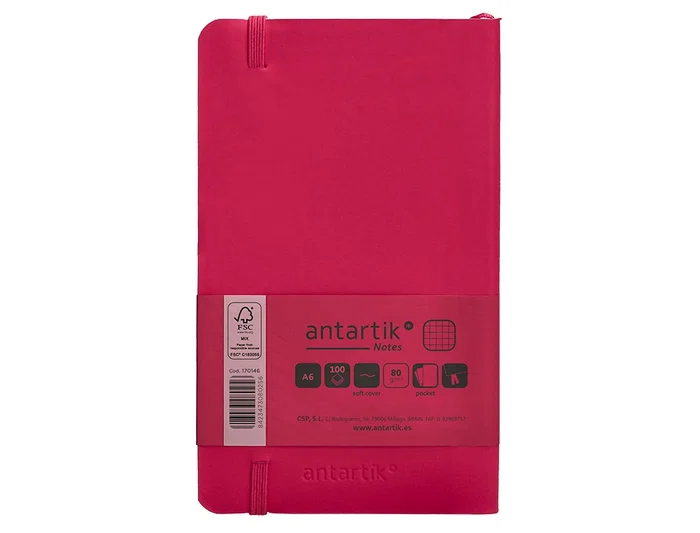 Antartik Cuaderno A6 Tapa Blanda Cuadriculado Burdeos 100 Hojas 80gr FSC