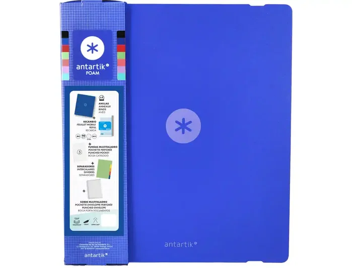 Antartik Carpeta con recambio A4 cuadro 5mm foam 4 anillas 35mm mixtas azul Antartik Carpeta con recambio A4 cuadro 5mm foam 4 anillas 35mm mixtas azul
