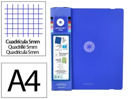 Antartik Carpeta con recambio A4 cuadro 5mm foam 4 anillas 35mm mixtas azul