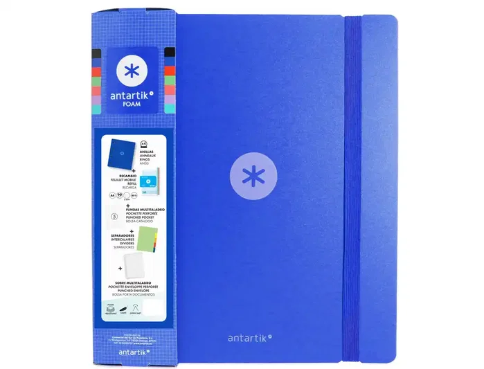 Antartik Carpeta con recambio A4 cuadro 5mm foam 4 anillas 35mm mixtas azul Antartik Carpeta con recambio A4 cuadro 5mm foam 4 anillas 35mm mixtas azul