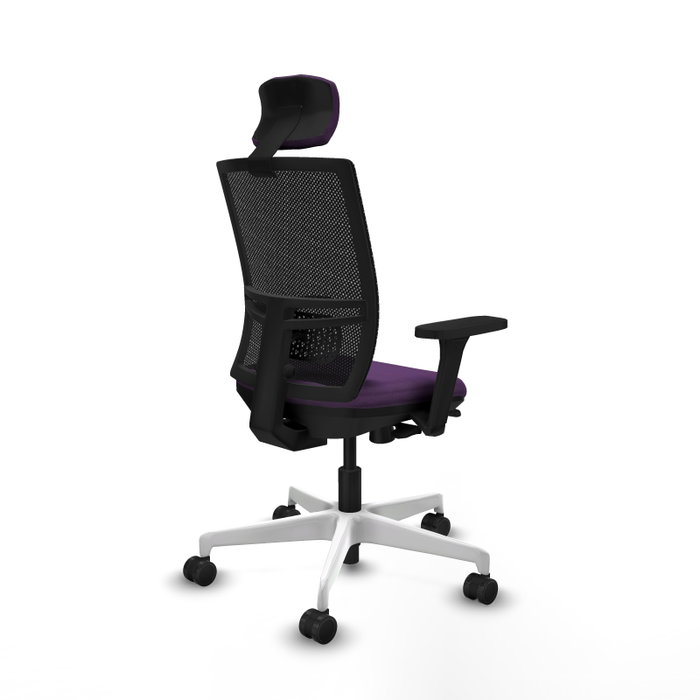 PIQUERAS Y CRESPO Silla de oficina Yunquera con mecanismo Sincro/Traslack, Tela Morada y Malla Negra
