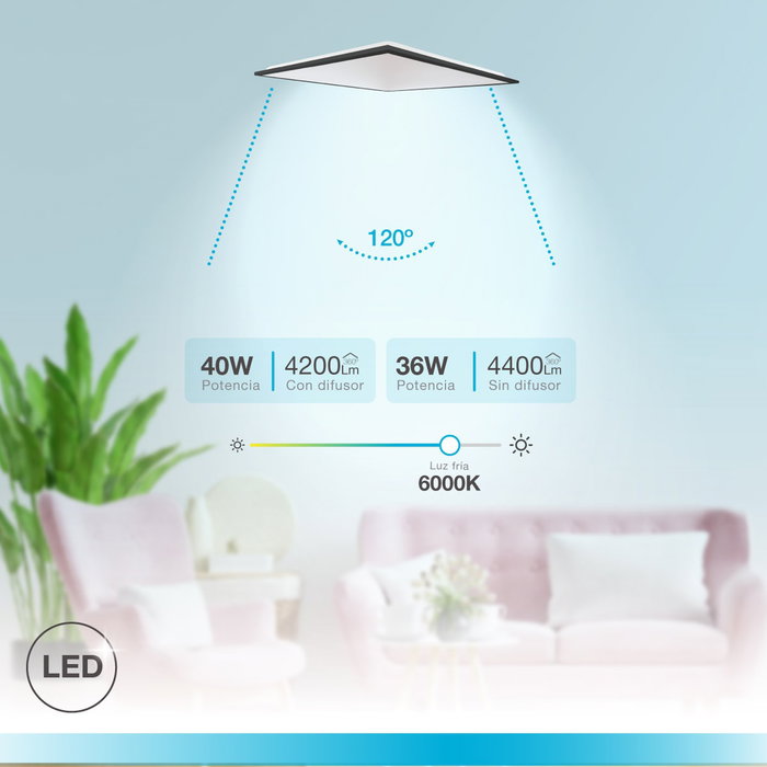 GSC Evolution Panel empotrable LED Ubari 59,5x59,5cm 40W 6000K Negro