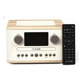 PURE Classic C-D4 Radio Digital Internet con DAB+ FM Bluetooth 5.3 Pantalla 2.4" Color Blanco/Roble para EU/UK