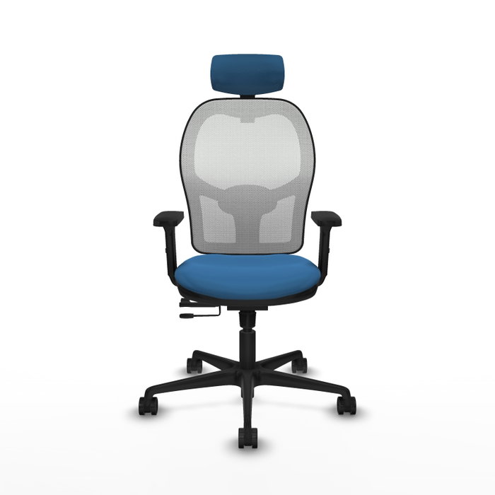 PIQUERAS Y CRESPO Silla de oficina Jorquera con mecanismo Sincro/Traslack, Azul claro y Blanco