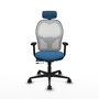 PIQUERAS Y CRESPO Silla de oficina Jorquera con mecanismo Sincro/Traslack, Azul claro y Blanco