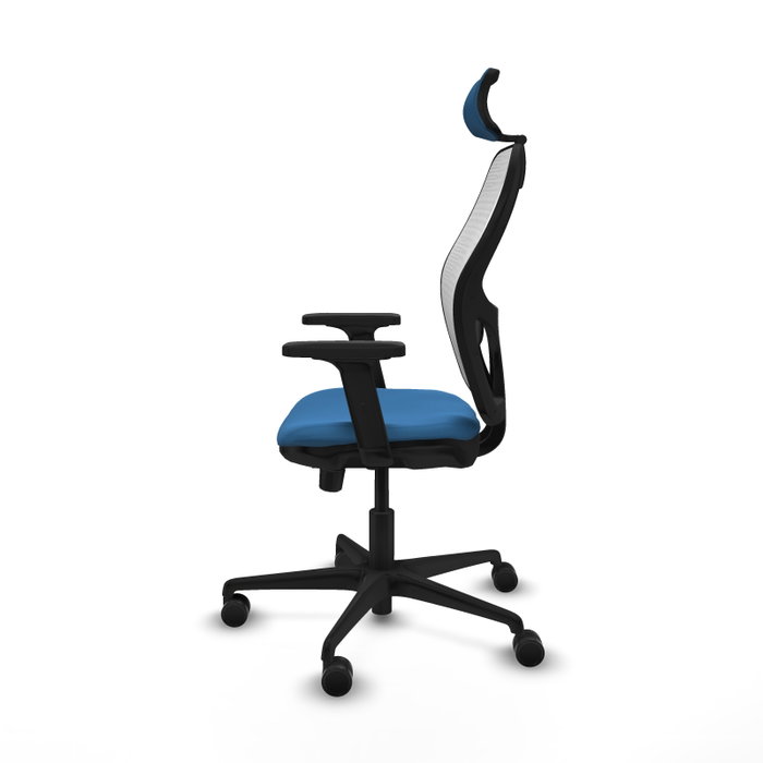 PIQUERAS Y CRESPO Silla de oficina Jorquera con mecanismo Sincro/Traslack, Azul claro y Blanco