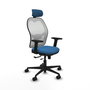 PIQUERAS Y CRESPO Silla de oficina Jorquera con mecanismo Sincro/Traslack, Azul claro y Blanco
