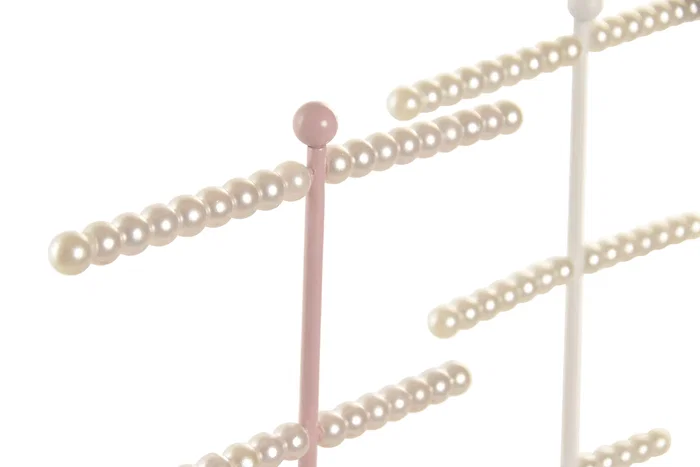 DKD Home Decor Joyero Metal Perla Rosa y Blanco