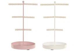 DKD Home Decor Joyero Metal Perla Rosa y Blanco