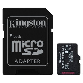 Kingston Tarjeta microSDXC 64GB Industrial C10 A1 pSLC UHS-I 100MB/s + Adaptador SD