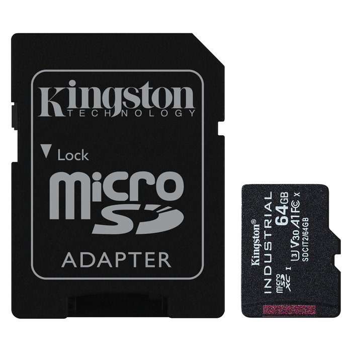 Kingston Tarjeta microSDXC 64GB Industrial C10 A1 pSLC UHS-I 100MB/s + Adaptador SD Kingston Tarjeta microSDXC 64GB Industrial C10 A1 pSLC UHS-I 100MB/s + Adaptador SD