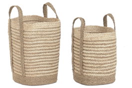 DKD Home Decor Set de 2 Cestas de Fibra Natural 35x35x60 cm