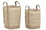 DKD Home Decor Set de 2 Cestas de Fibra Natural 35x35x60 cm