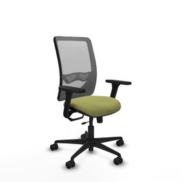 PIQUERAS Y CRESPO Silla de oficina Zulema con mecanismo Sincro/Traslack, Verde oliva y Gris